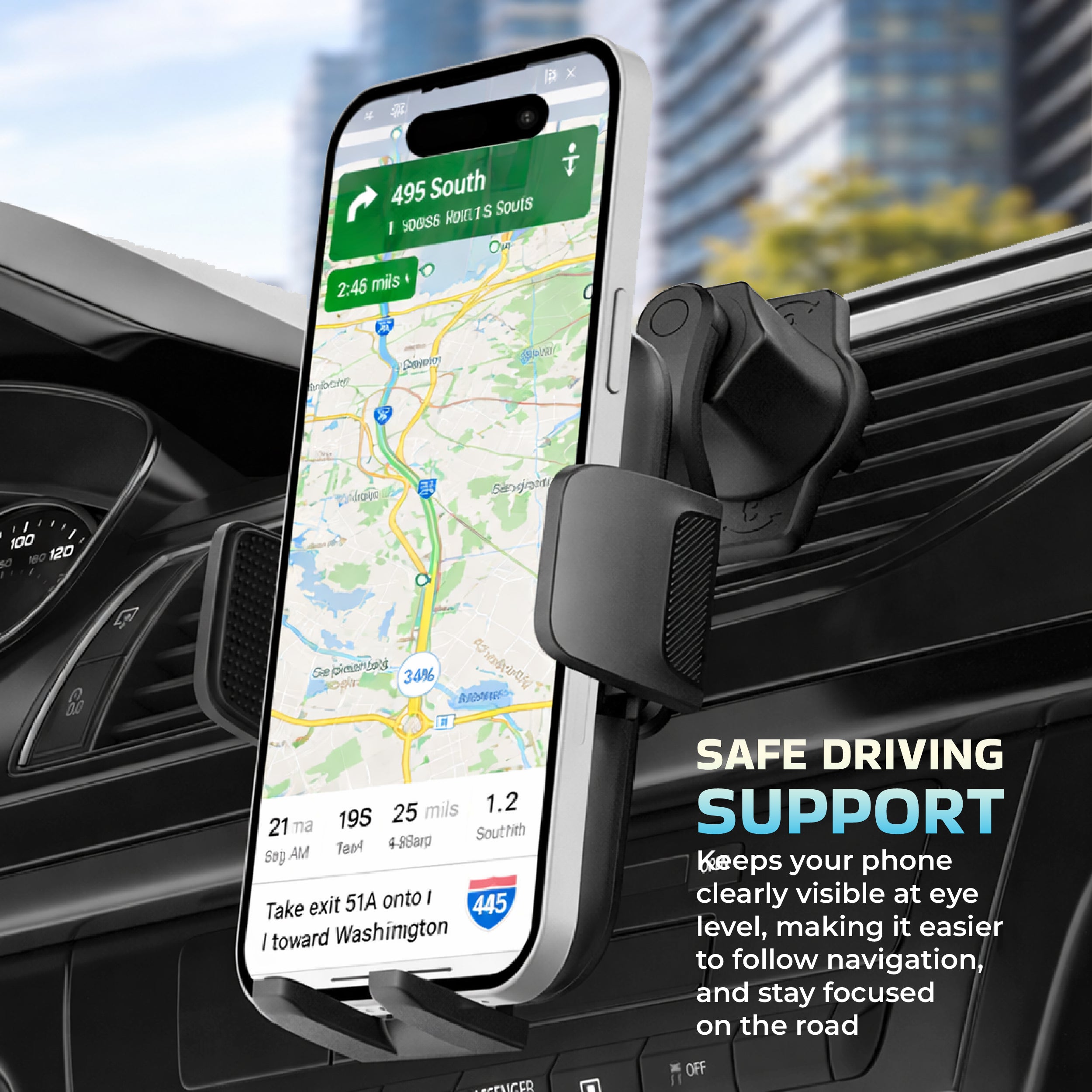 Peachz Air Vent Phone Holder with Secure Clip Mount