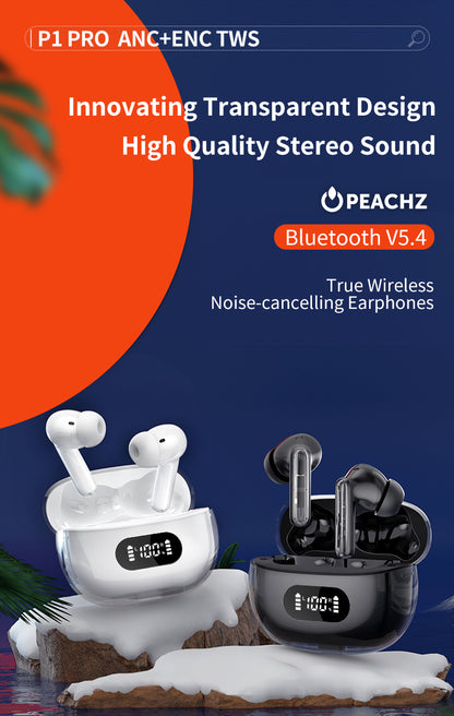 PEACHZ Pro Wireless Earbuds TWS-4 ENC Noise-Cancelling Mic White