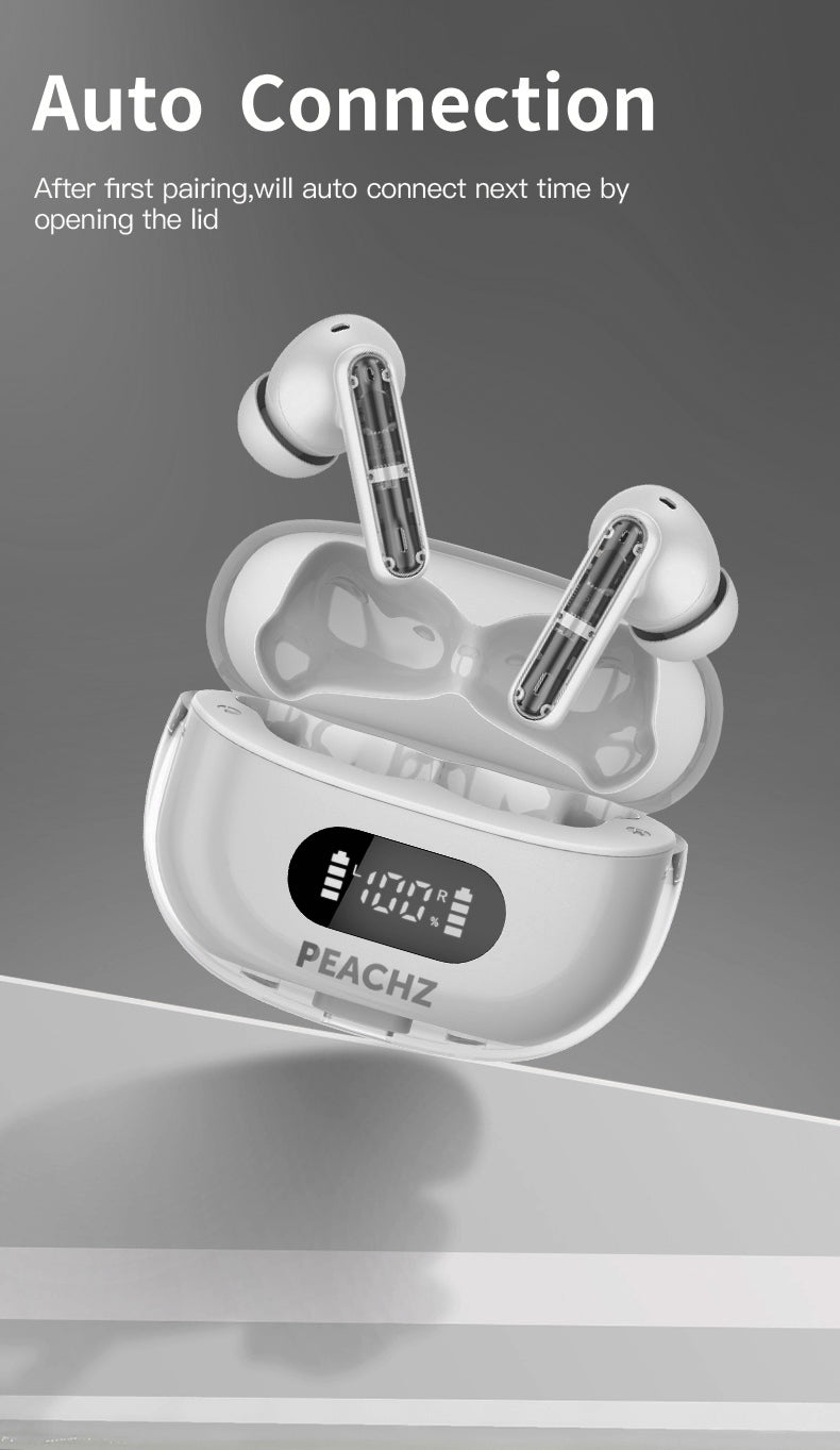 PEACHZ Pro Wireless Earbuds TWS-4 ENC Noise-Cancelling Mic White