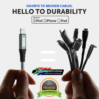 PEACHZ MFi-Certified Lightning to USB-A Nylon Braided Cable 1.88M