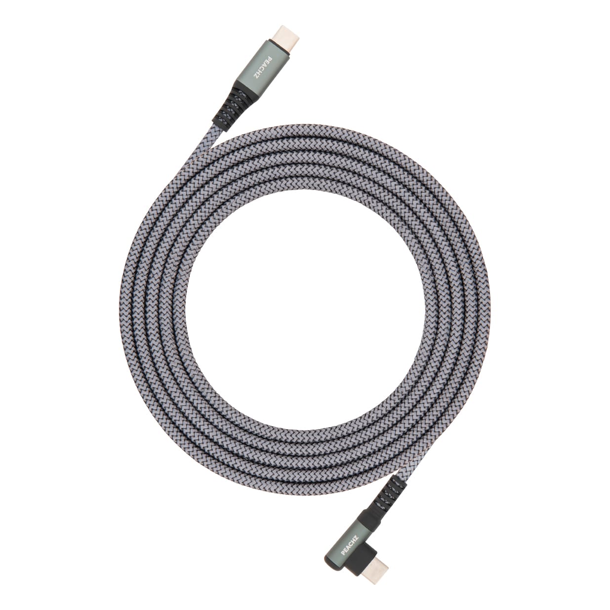 PEACHZ 100W Fast Charging USB-C to USB-C Elbow Nylon Braided Cable