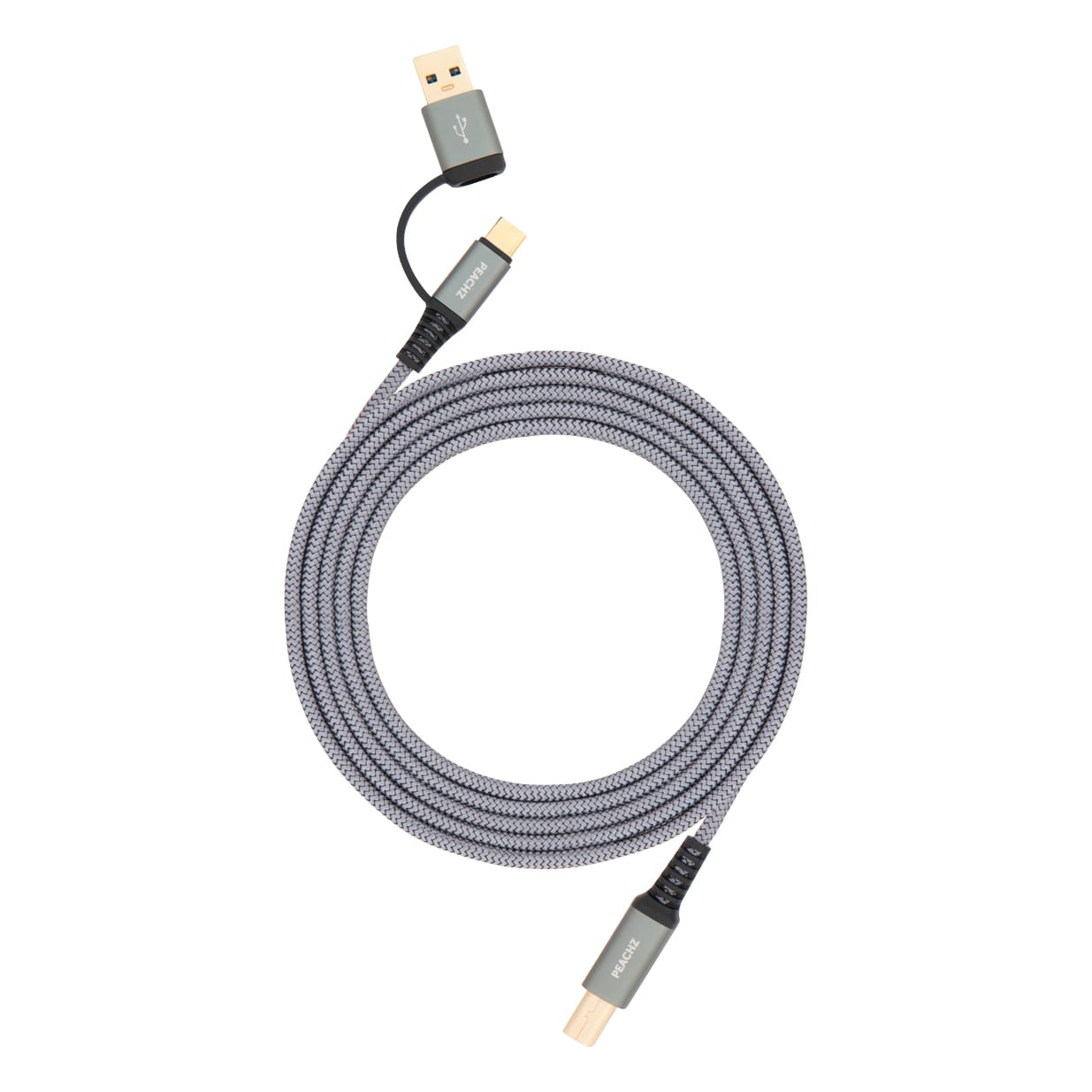 PEACHZ High Speed USB-B to USB-A/C 2-in-1 Printer Cable