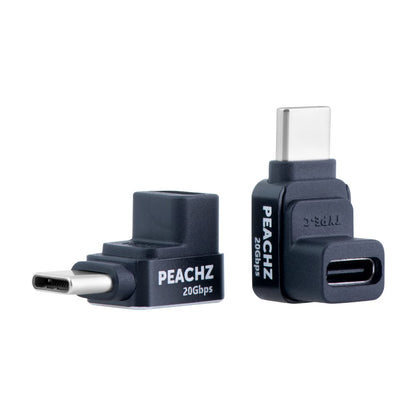 PEACHZ USB-C Male to USB-C Female Elbow Adapter 2-Pack