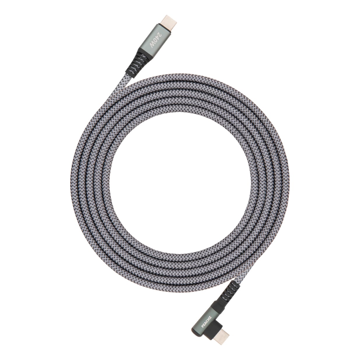 PEACHZ USB-C To USB-C 240W Elbow Nylon Braided Cable