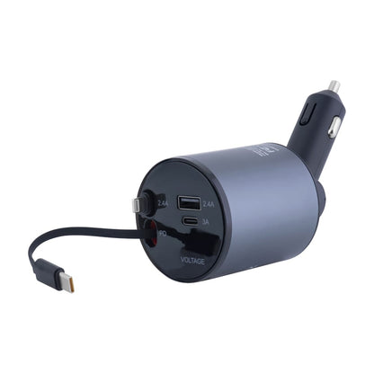PEACHZ 4-in-1 Retractable iPhone Car Charger Fast Charger