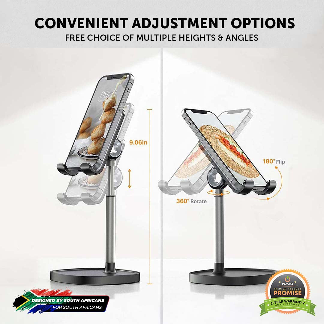 PEACHZ Height Adjustable Desktop Phone And Tablet Stand