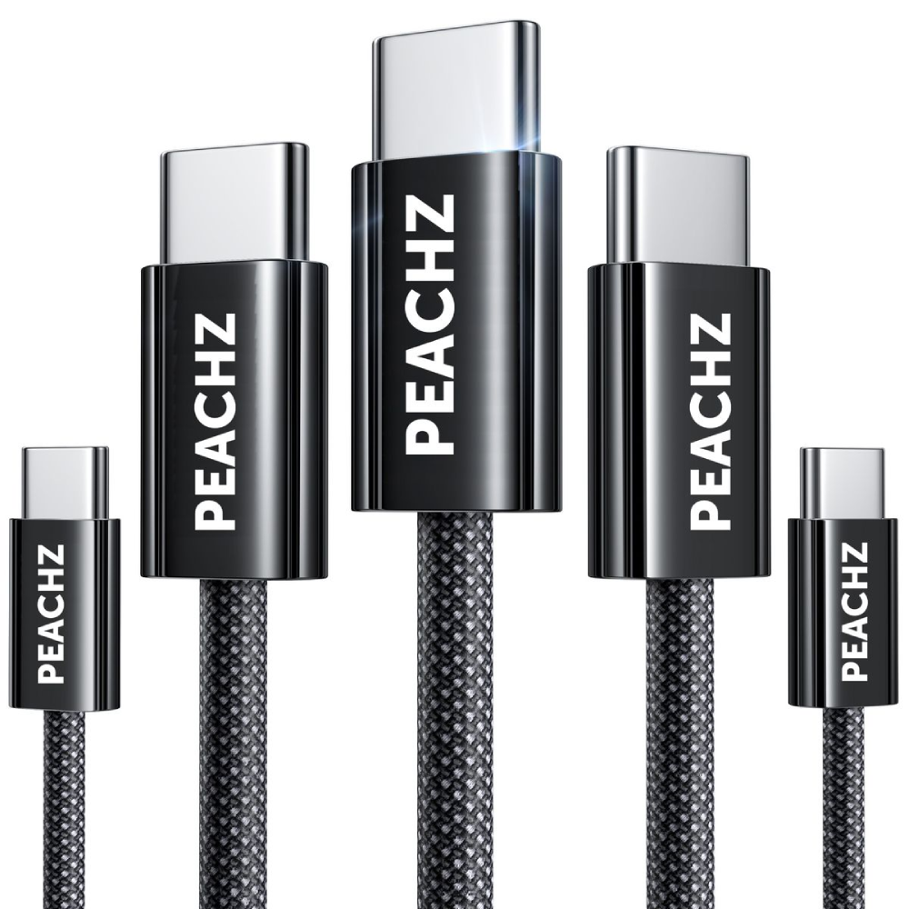 PEACHZ 240W Fast Charging USB-C to USB-C Nylon Braided Cable 2-Pack