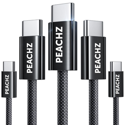 PEACHZ 240W Fast Charging USB-C to USB-C Nylon Braided Cable 2-Pack