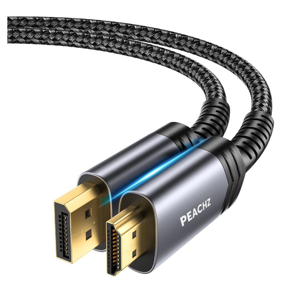 PEACHZ Nylon Braided 4K DisplayPort to HDMI Cable 2M