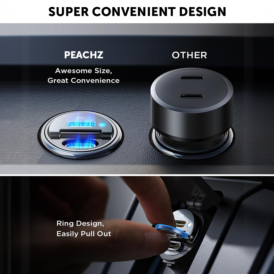 PEACHZ 72W USB-C 2-Port Fast Car Charger