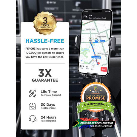 PEACHZ Cup Holder Car Phone Mount