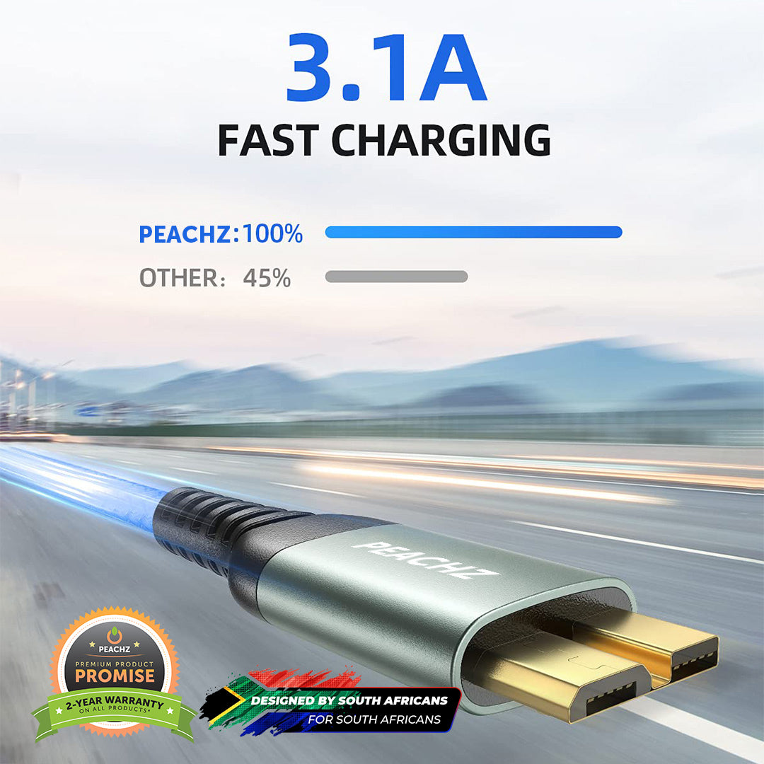 Peachz USB-A 3.0 Male to Micro B External Hard Drive Cable 2M | Peachz
