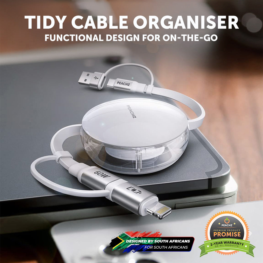 Peachz 4-in-1 Retractable 60W USB-C Multi-Charging Cable | Peachz