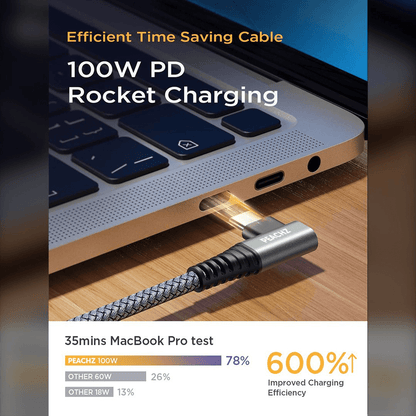 PEACHZ 100W USB-C Nylon Braided Extension Cable 2M