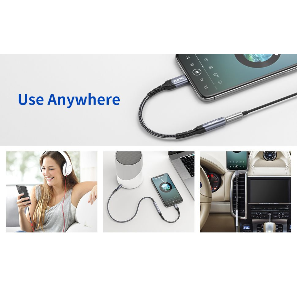 PEACHZ USB-C to 3.5mm Audio Aux Jack Cable