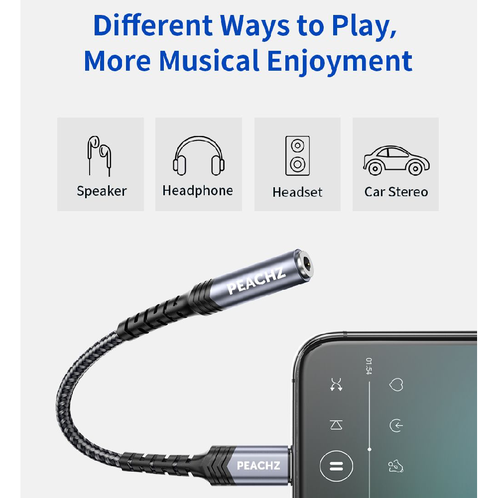 PEACHZ USB-C to 3.5mm Audio Aux Jack Cable