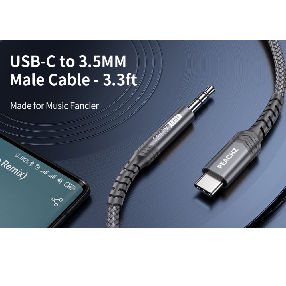 PEACHZ USB-C to 3.5mm Audio Aux Jack Cable