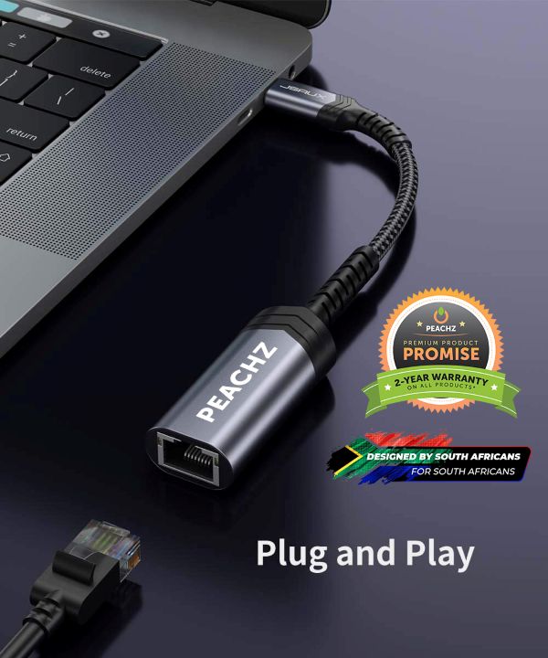 PEACHZ USB-C to Gigabit Ethernet RJ45 Adapter 0.2M