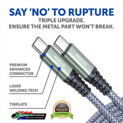 PEACHZ 240W Fast Charging USB-C to USB-C Nylon Braided Cable 1M