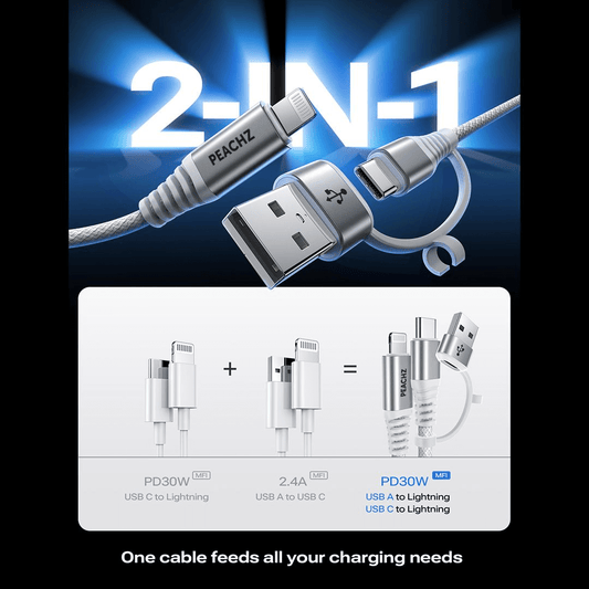 30W USB-A/C To Lightning Fast Charging iPhone Cable