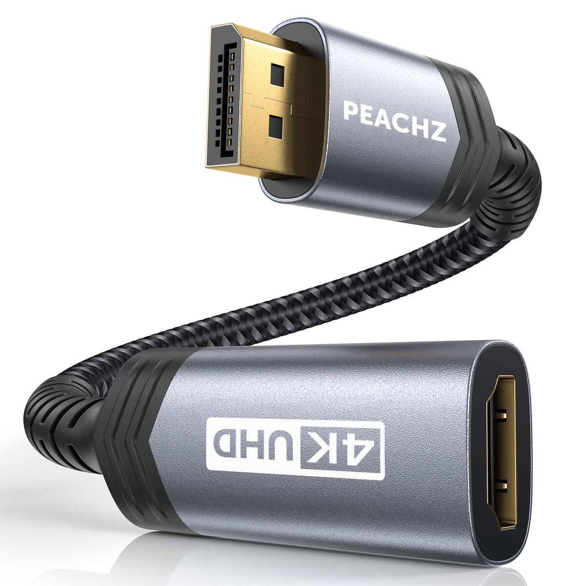 PEACHZ 4K DisplayPort Male to HDMI Female 0.2M Adapter