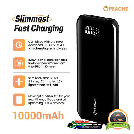 PEACHZ 10 000 mAh Fast Charging Power Bank