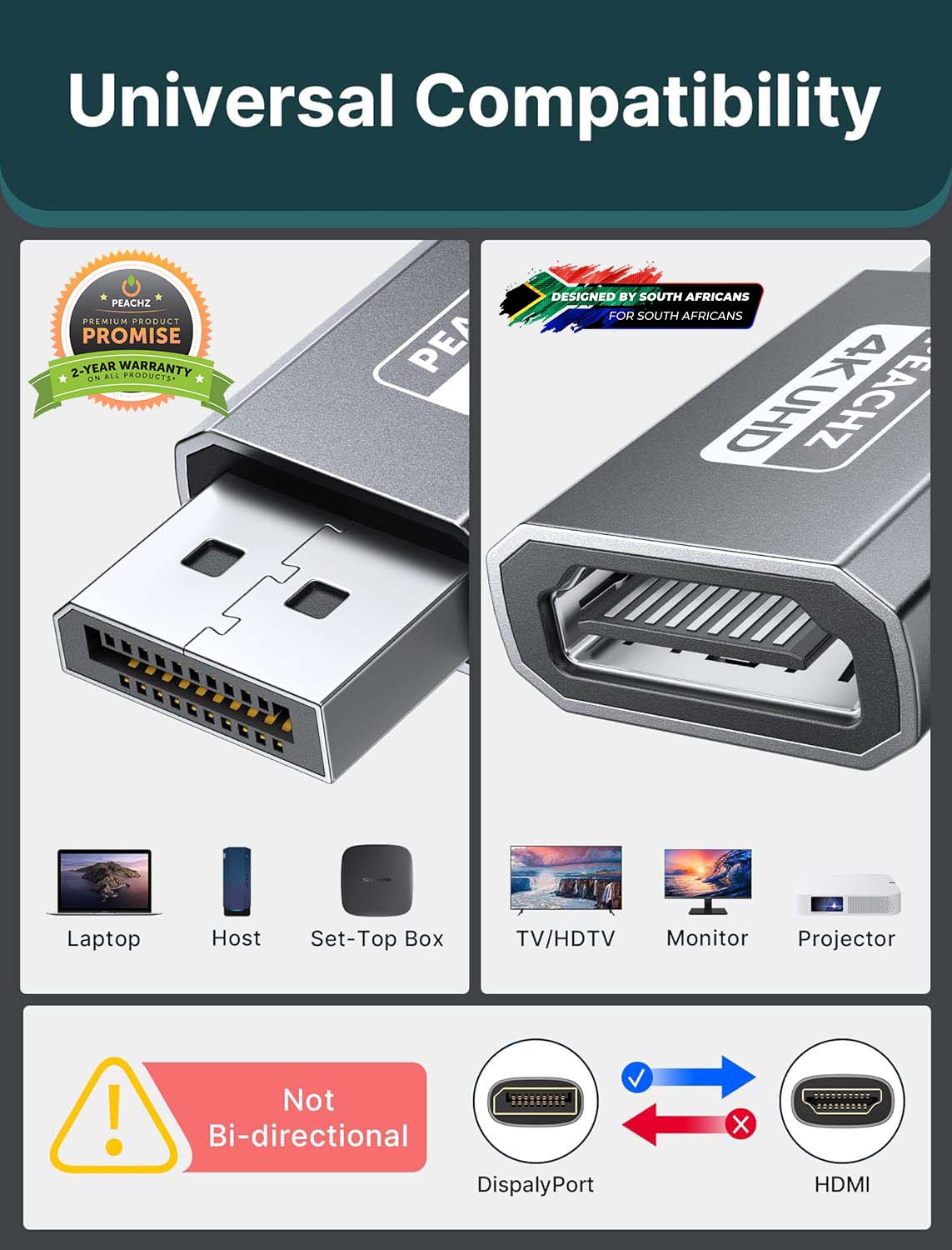 PEACHZ 4K DisplayPort to HDMI Adapter 2 Pack