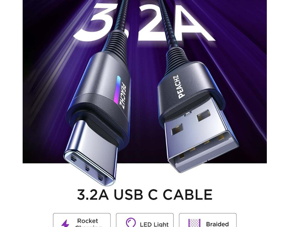 PEACHZ USB-A to USB-C USB 3.2A Fast Charging Cable