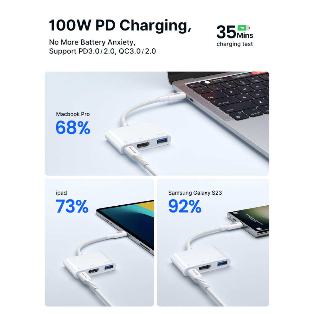 PEACHZ USB-C to HDMI 3-in-1 Adapter