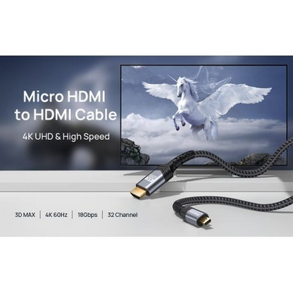 PEACHZ- Micro HDMI to HDMI Cable, 4K Micro HDMI to HDMI Male Cable Adapter