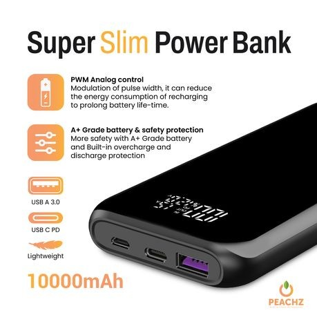 PEACHZ 10 000 mAh Fast Charging Power Bank