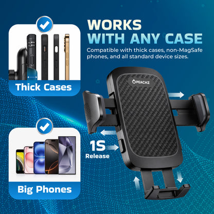 Peachz Dashboard Phone Holder with Strong Suction Mount
