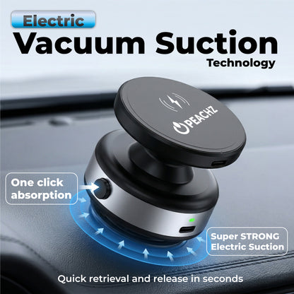 Peachz Magnetic Wireless Car Phone Mount with Electric Suction