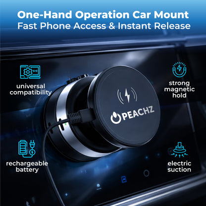 Peachz Magnetic Wireless Car Phone Mount with Electric Suction