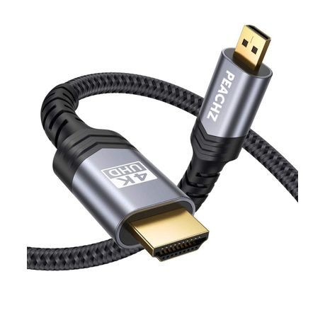 PEACHZ- Micro HDMI to HDMI Cable, 4K Micro HDMI to HDMI Male Cable Adapter