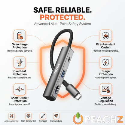 PEACHZ USB-C Multiport Hub - 4K@60HZ HDMI, USB 3.0 & PD Charging
