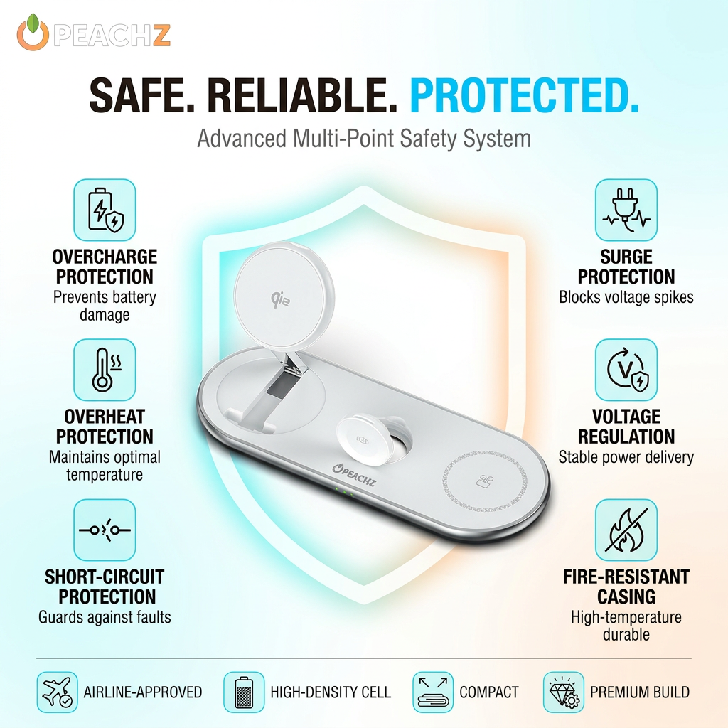 PEACHZ Qi2 3-in-1 Magnetic Wireless Charging Stand-15W Fast Charging