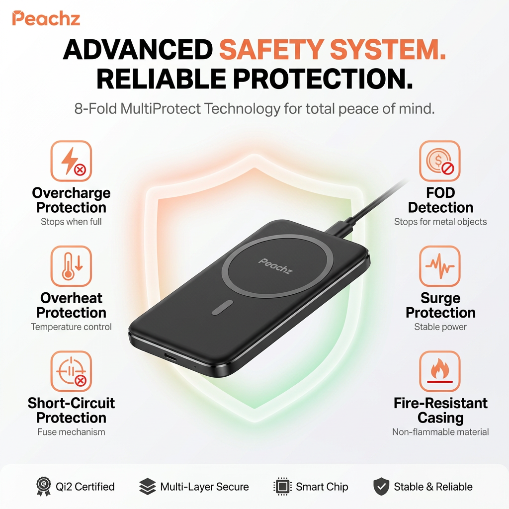PEACHZ Qi2 3-in-1 Magnetic Wireless Charging Stand-15W Fast Charging