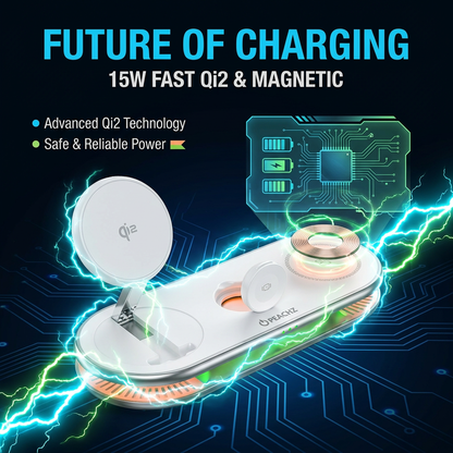 PEACHZ Qi2 3-in-1 Magnetic Wireless Charging Stand-15W Fast Charging