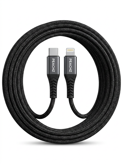 PEACHZ MFi-Certified Lightning to USB-C Nylon Braided Cable 3M