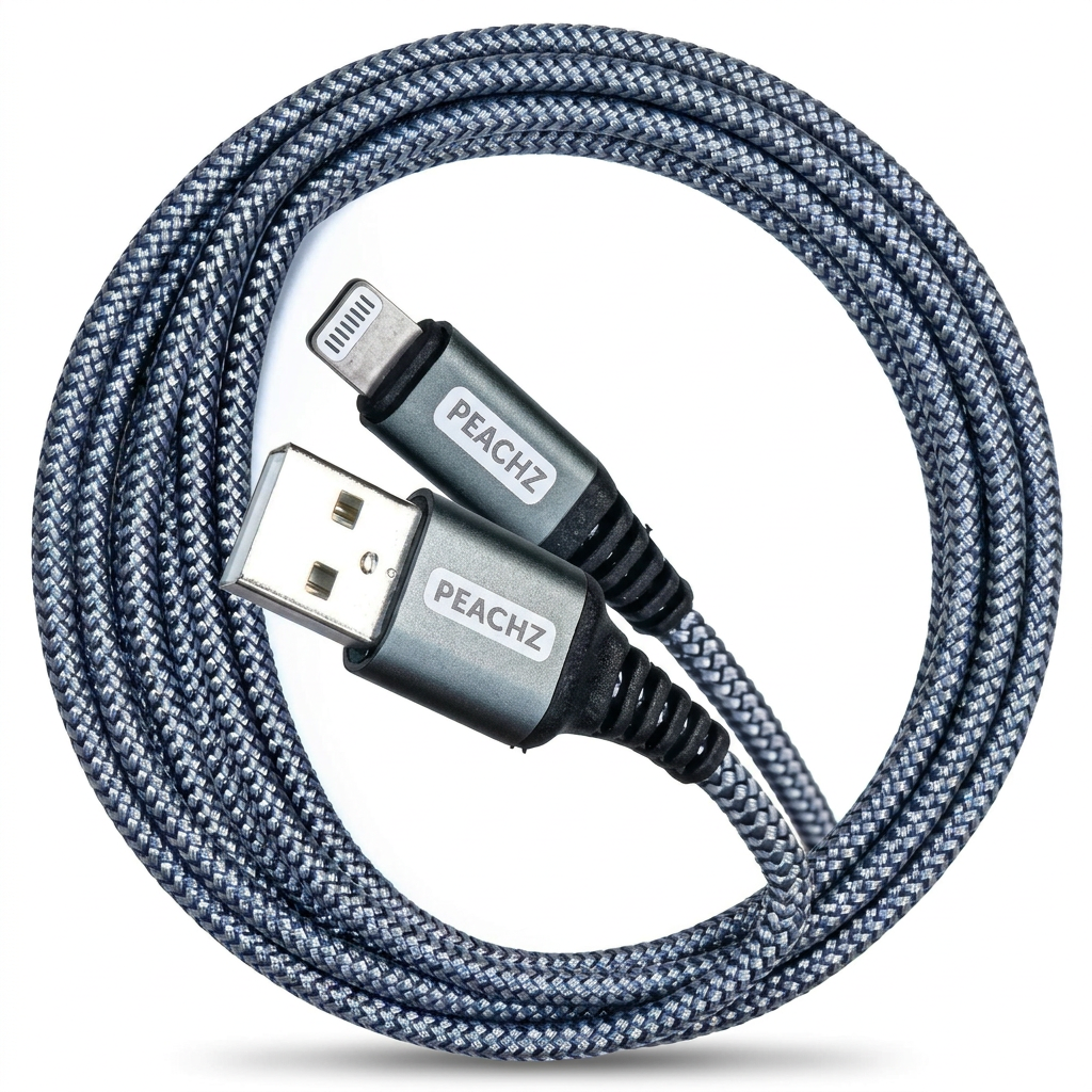 PEACHZ MFi-Certified Lightning to USB-A Nylon Braided Cable 1.88M
