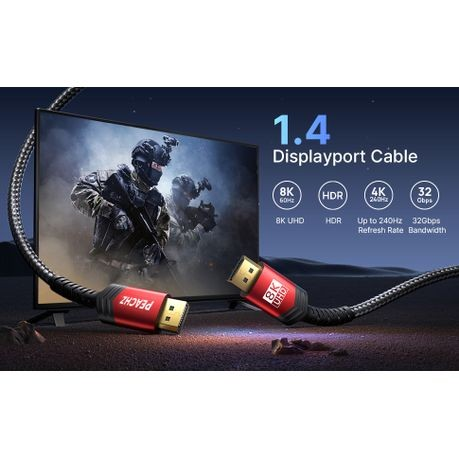 Peachz- 8K DisplayPort Cable 1.4, DP to DP Cable 2 meters High speed cable  2 Meter Cable