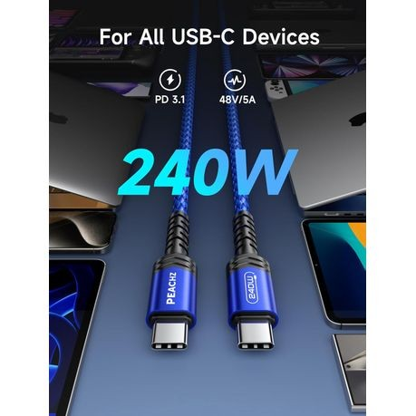 PEACHZ 240W USB C to USB C Cable ,Type C Fast Charger Cable ,2 meter Cord