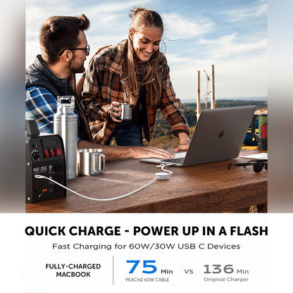 PEACHZ 4-in-1 Retractable 60W USB-C Multi-Charging Cable