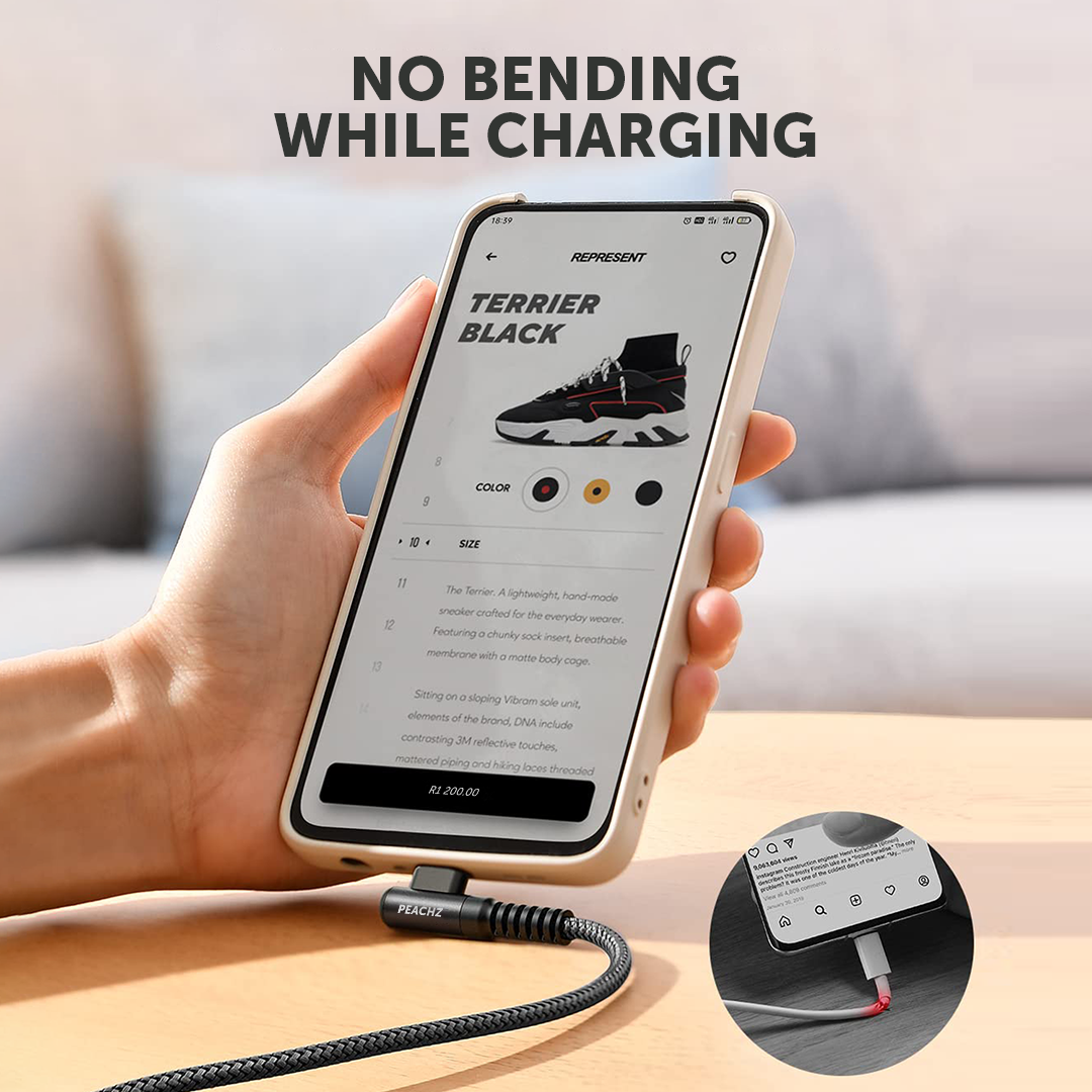 USB-C To USB-A USB 2.0 Elbow Nylon Braided Cable