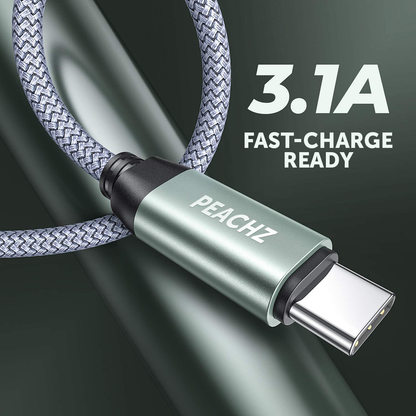 PEACHZ USB-C To USB-A USB 2.0 Nylon Braided Cable