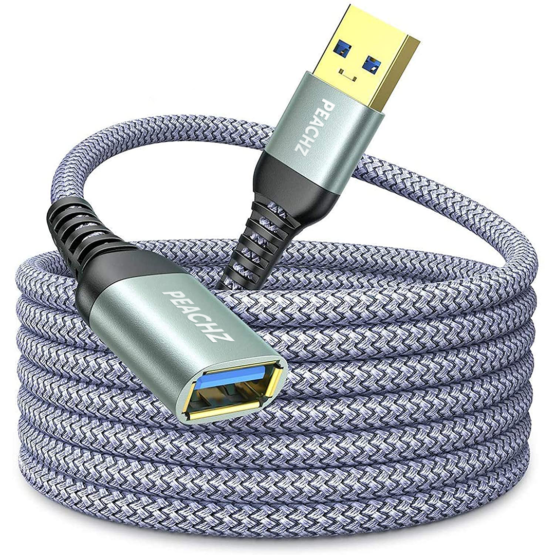 PEACHZ USB-A Male to USB-A Female USB 3.0 Nylon Braided Extension Cable