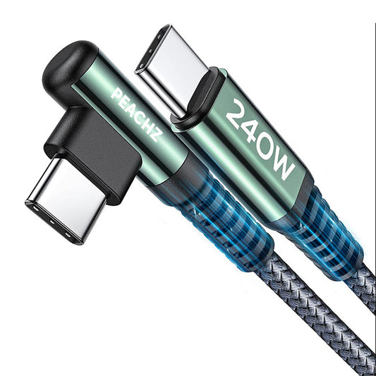 USB-C To USB-C 240W Elbow Nylon Braided Cable